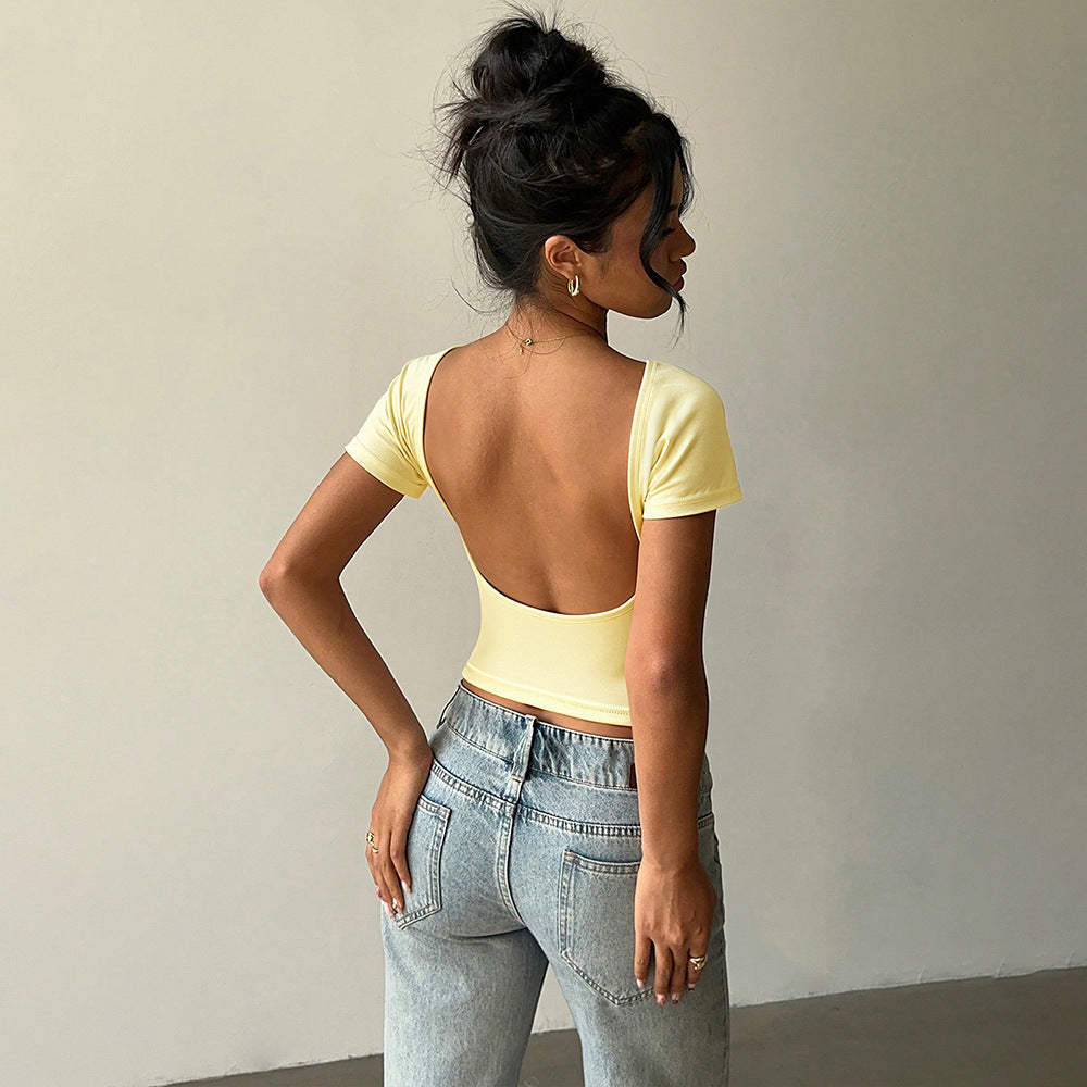Damen Cropped T-Shirt Rundhalsausschnitt Norvielle