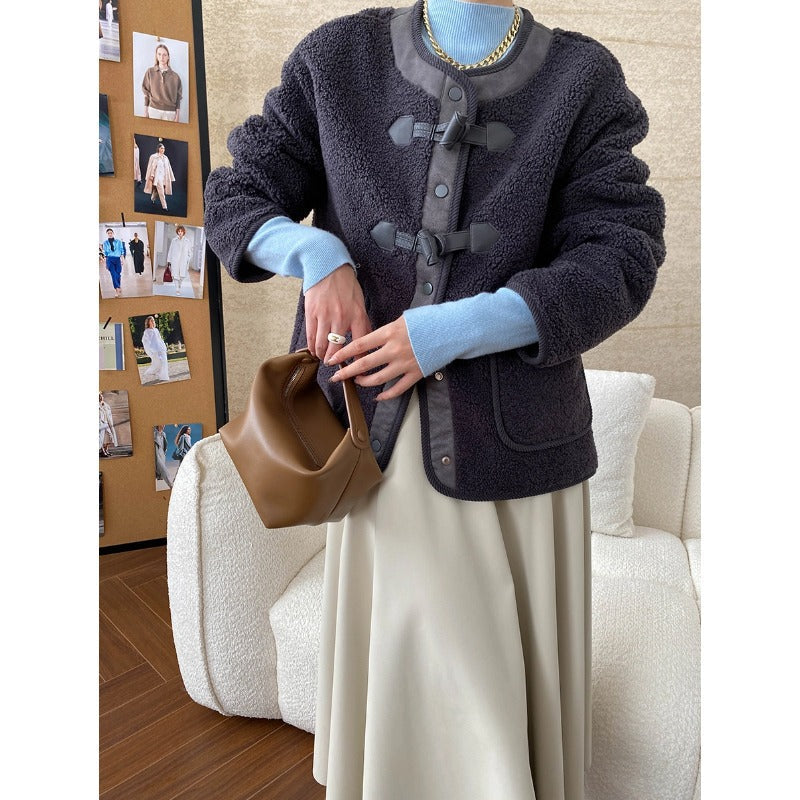 Damen Fleecejacke Kuschelig Dekorative Knöpfe Elegant Norvielle