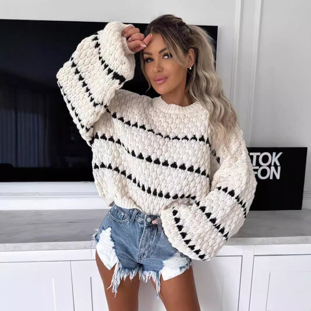 Damen Grobstrickpullover Einzigartiges Muster Norvielle