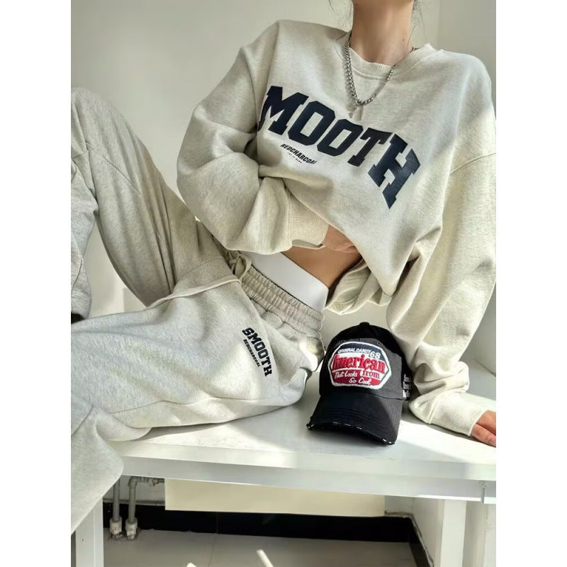 Damen Sportset Cropped Sweatshirt und Jogginghosen Norvielle