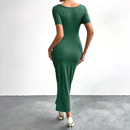 Damen Wickelkleid Figurbetont Norvielle Seiten-Schlitz Rüschen
