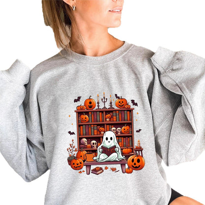 Damen Sweatshirt Herbst Grusel Motiv Puffärmel