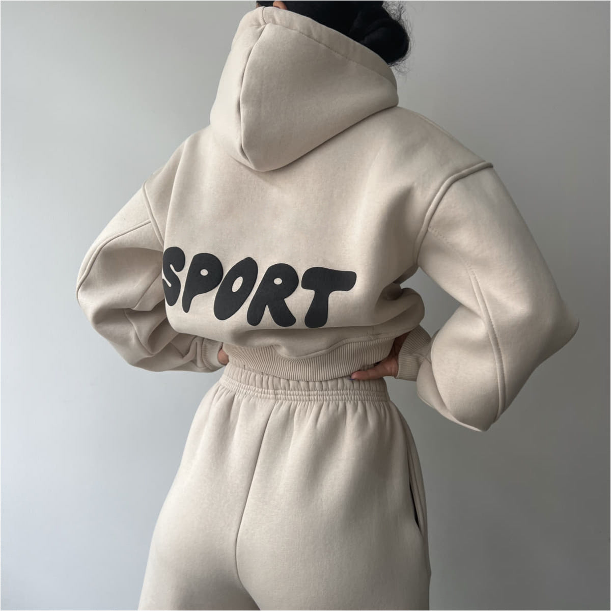 Damen Sport-Hoodie-Set mit Jogginghose Hochtailliert Weich Norvielle