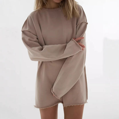 Damen Oversize Pullover Weite Passform Strukturiert Beige