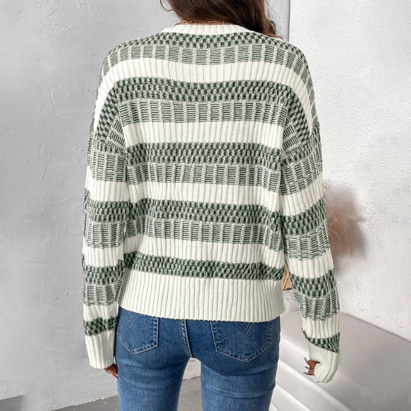 Damen Strickpullover Gepolstert Blockstreifen Norvielle