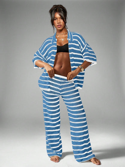 Damen Streifen Loungewear Set Norvielle