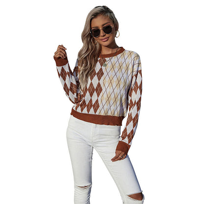 Damen Strickpullover Rautenmuster Norvielle