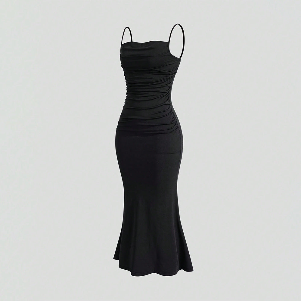Damen Maxikleid Schulterfrei Raffungen Norvielle