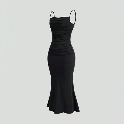 Damen Maxikleid Schulterfrei Raffungen Norvielle