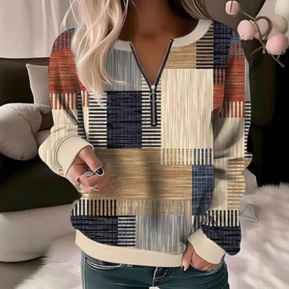 Damen Sweatshirt Geometrisches Design Hochgeschlossener