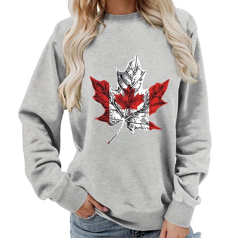 Damen Sweatshirt Ahornblatt-Motiv Gemütlich Norvielle - Norvielle