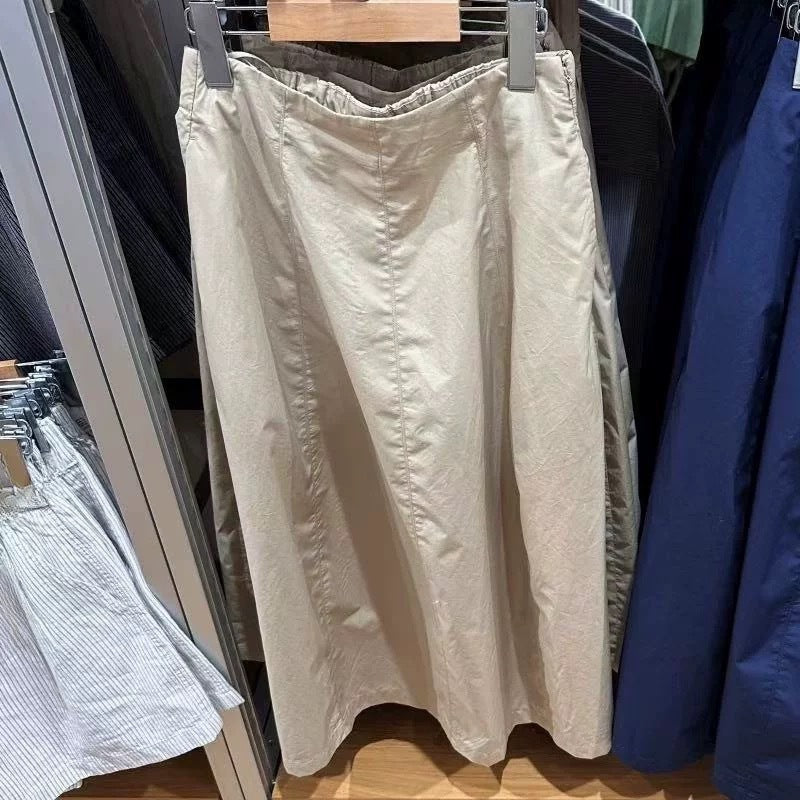 Damen Midirock Elastischer Bund Seitentaschen Norvielle
