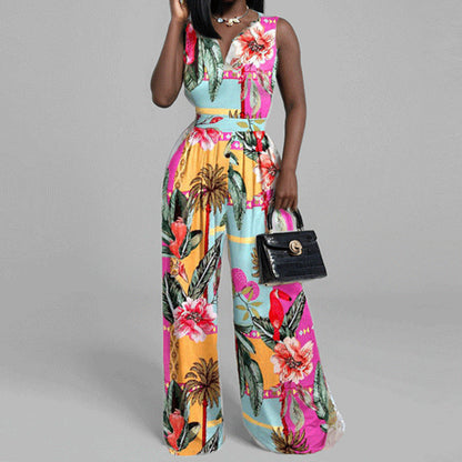 Damen Jumpsuit Weites Bein Florales Design