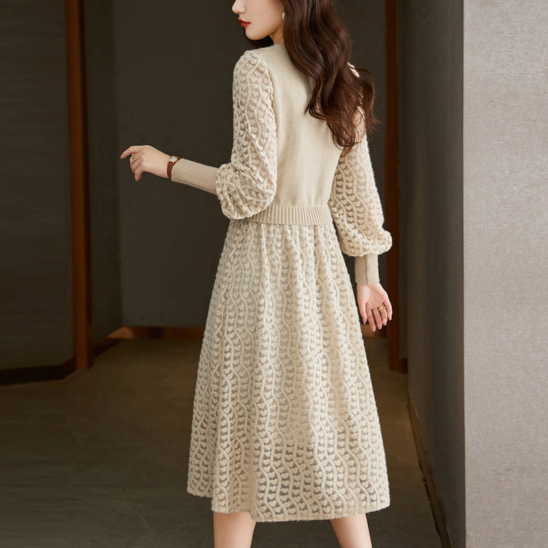 Damen Strickkleid Mittellang A-Linie Norvielle