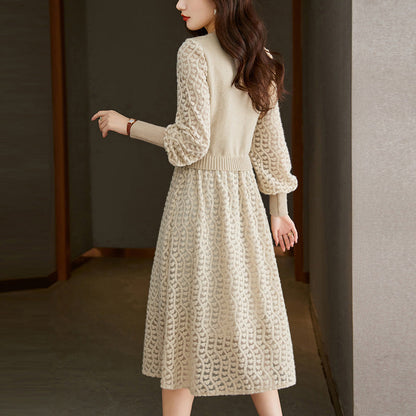 Damen Strickkleid Mittellang A-Linie Norvielle