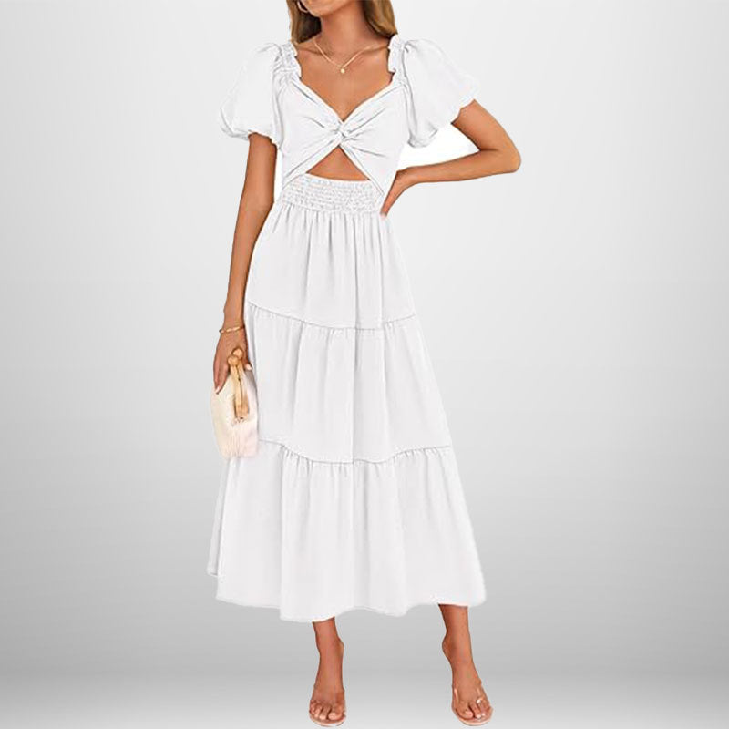 Damen Midi-Kleid Elastisch Floralmuster Norvielle