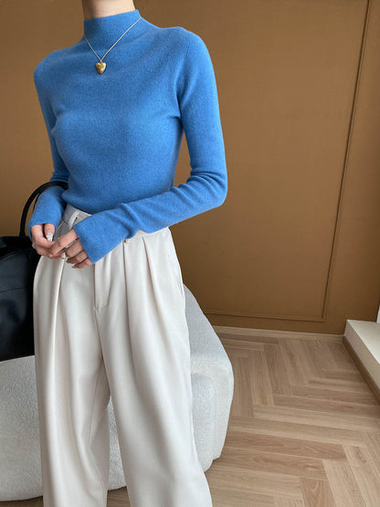 Damen Feinstrickpullover Hochkragen Elegante Passform