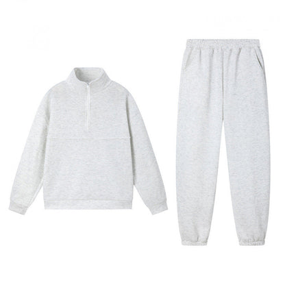 Damen Sweatshirt-Set Elastisch Hochkragen Grau Norvielle