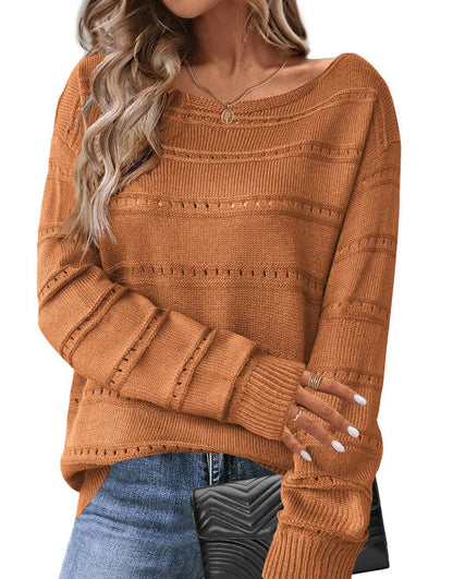 Damen Strickpullover Weit Geschnitten Luftige Struktur Norvielle