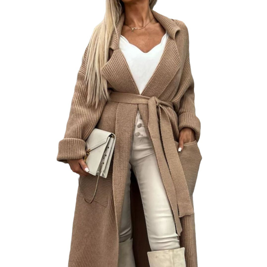 Damen Langstrickjacke Norvielle mit Taschen und Gürtel