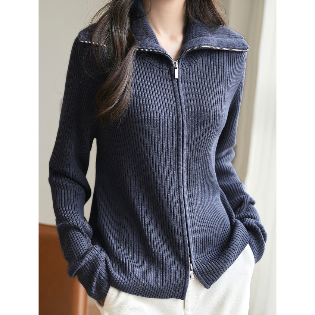 Damen Strickpullover Hochschließend Rippenstruktur Norvielle - Norvielle