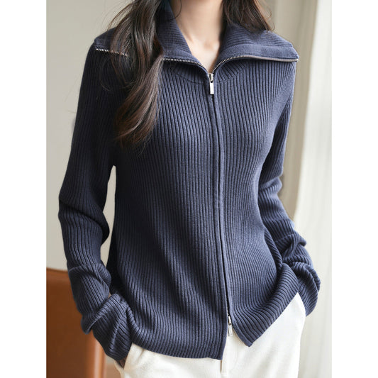 Damen Strickpullover Hochschließend Rippenstruktur Norvielle - Norvielle
