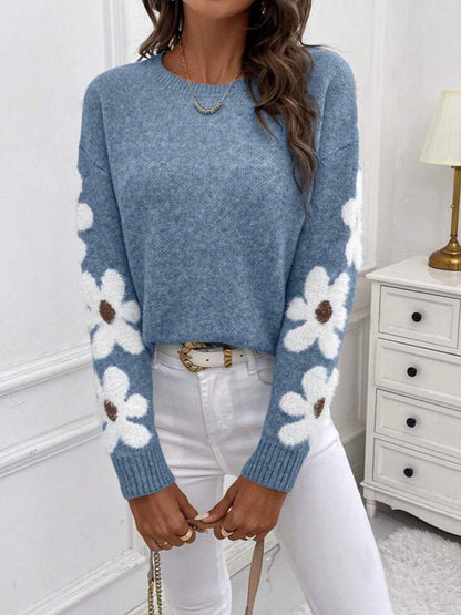 Damen Pullover Floralmuster Strukturiertes Jersey Norvielle