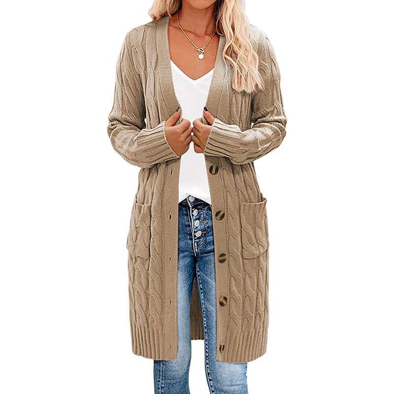 Damen Grobstrick-Cardigan mit Taschen und Knöpfen Norvielle