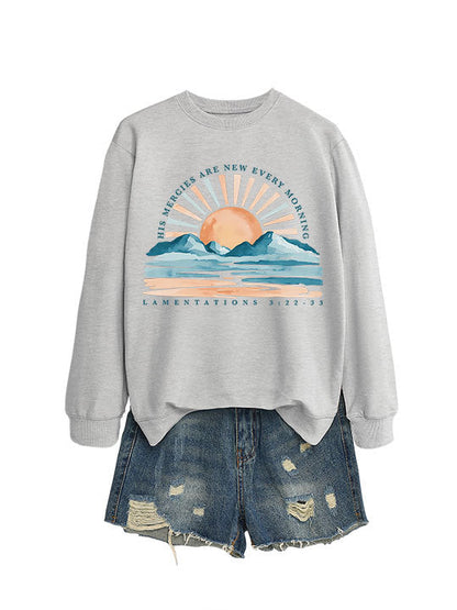 Damen Sweatshirt Sonnenaufgangsdesign Lässig Norvielle