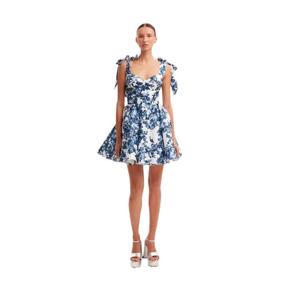 Damen Minikleid Florales Design Raffinierte Träger