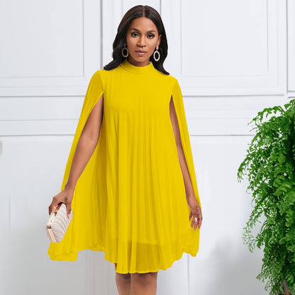 Damen Plisseekleid mit Kapuze und schwingendem Schnitt - Norvielle