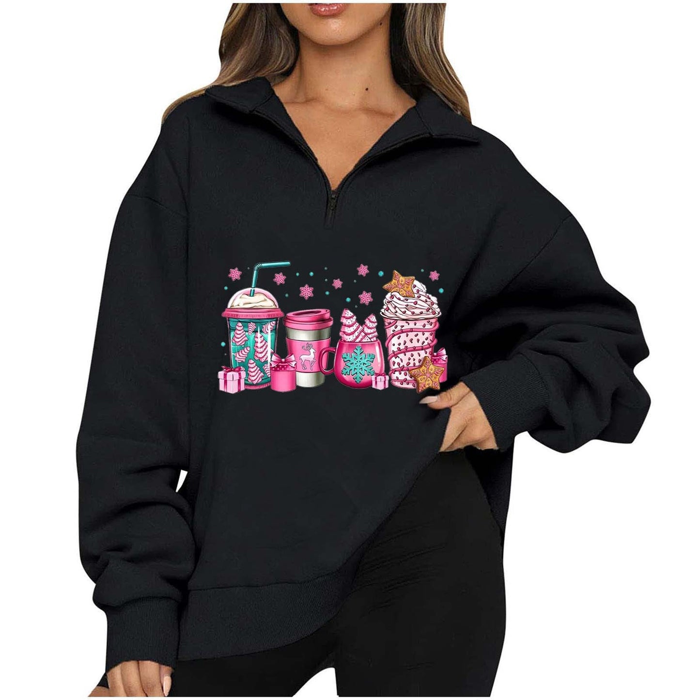 Damen Sweatshirt Halbkragen Norvielle