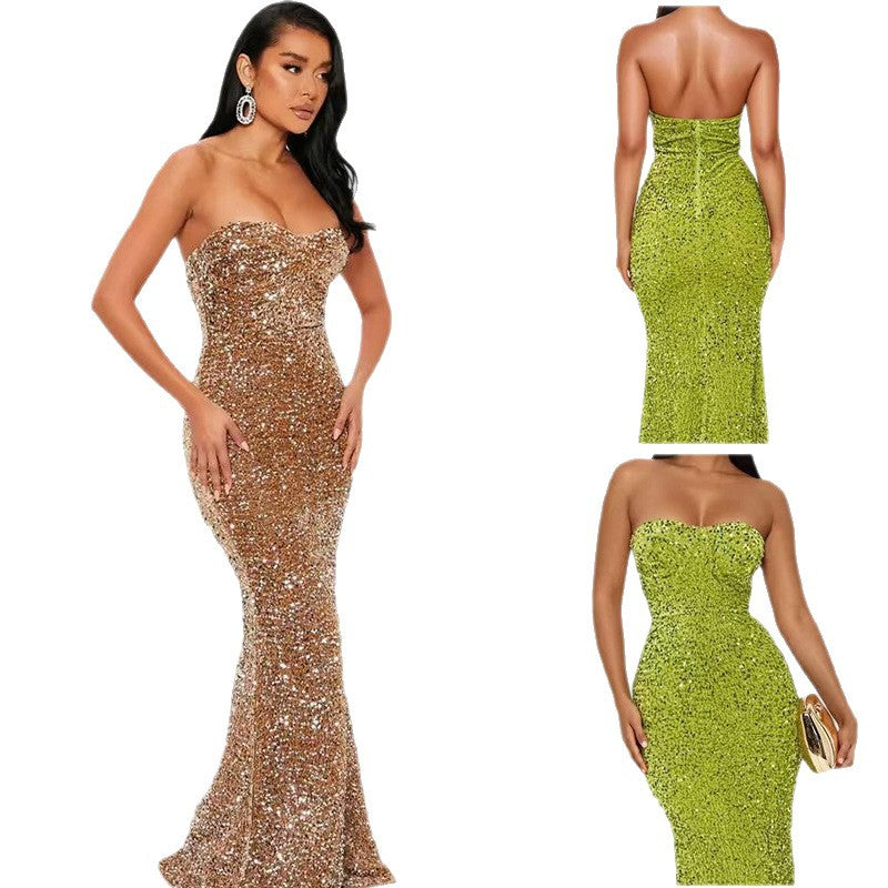 Damen Abendkleid Glitzernd Bustier-Oberteil Norvielle