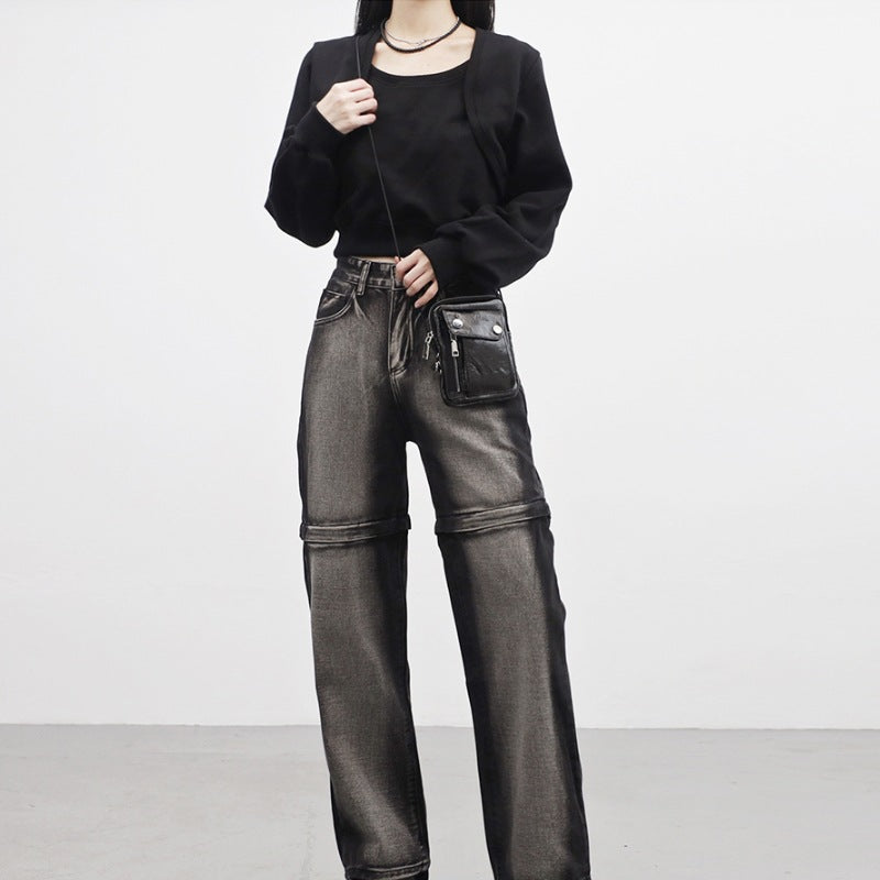 Damen Cropped Sweatjacke Weich Ärmel Norvielle