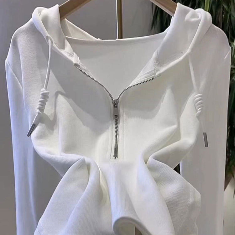 Damen Kapuzenpullover Lässig Halbhoch Reißverschluss Norvielle