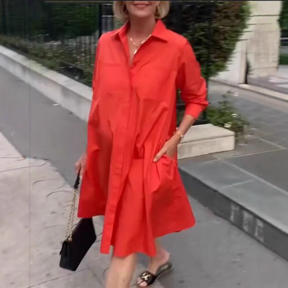 Damen A-Linien Hemdkleid mit Taschen Norvielle - Norvielle