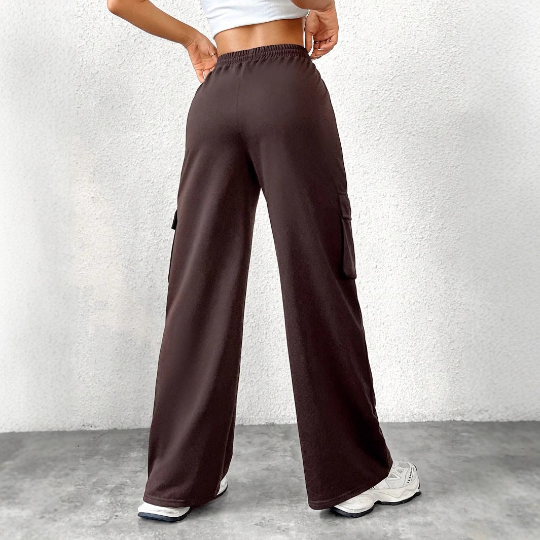 Damen Cargo-Hose Lässiger Freizeitschnitt Praktische Taschen Beige