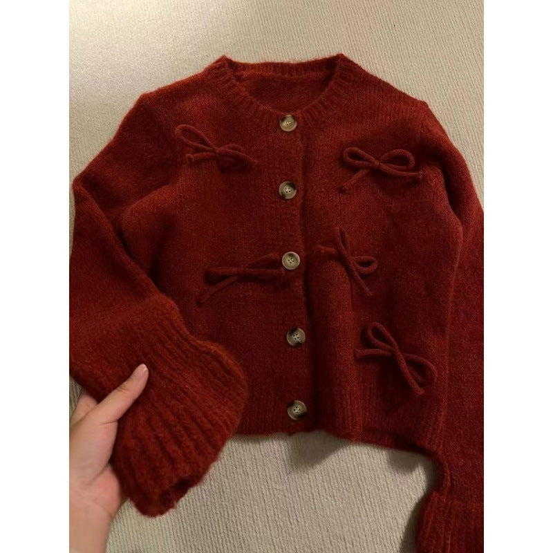 Damen Strickjacke Dekorativen Schleifen Norvielle