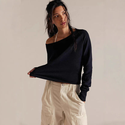 Damen Off-Shoulder Sweatshirt Norvielle Lässig