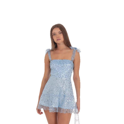 Damen Minikleid Glitzernd Dekorative Träger