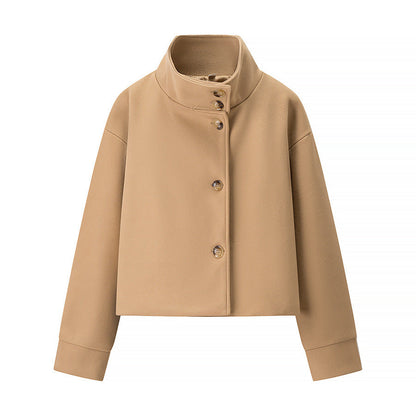 Damen modische Jacke Stehkragen Knopfdetails Norvielle