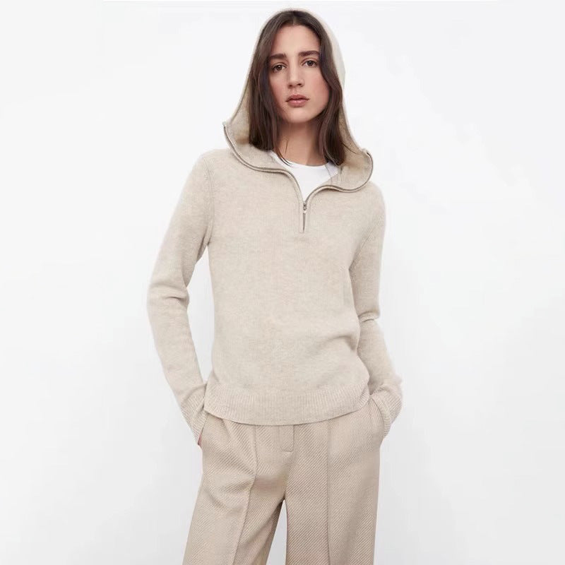 Damen Strickpullover mit Kapuze und Reißverschluss Norvielle - Norvielle