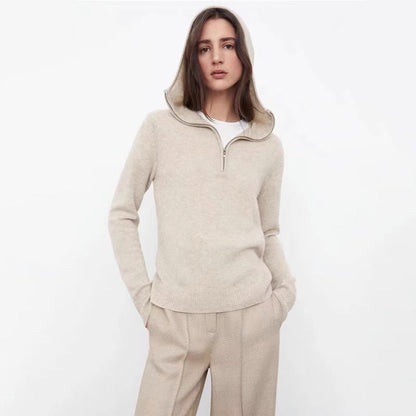 Damen Strickpullover mit Kapuze und Reißverschluss Norvielle - Norvielle