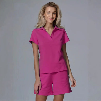 Damen Sport-Set Kurzarm Stehkragen Elastisch