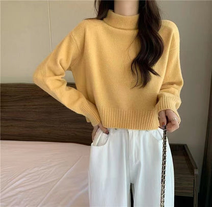 Damen Crop-Pullover Hochgeschlossener Kragen Norvielle