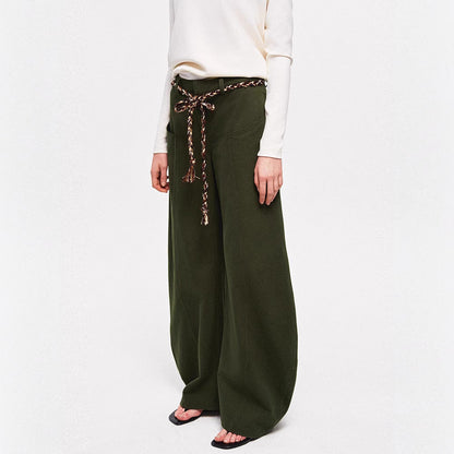 Damen Chino-Hose Weite Passform Elegantes Design Beige