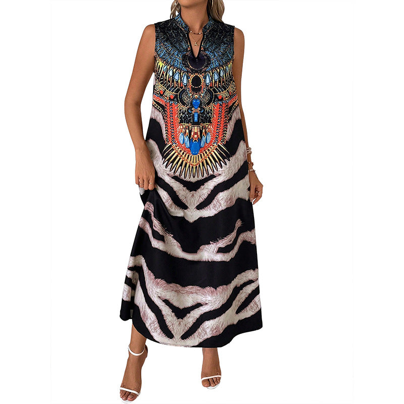 Damen Maxikleid Tiermuster mit Applikation Norvielle