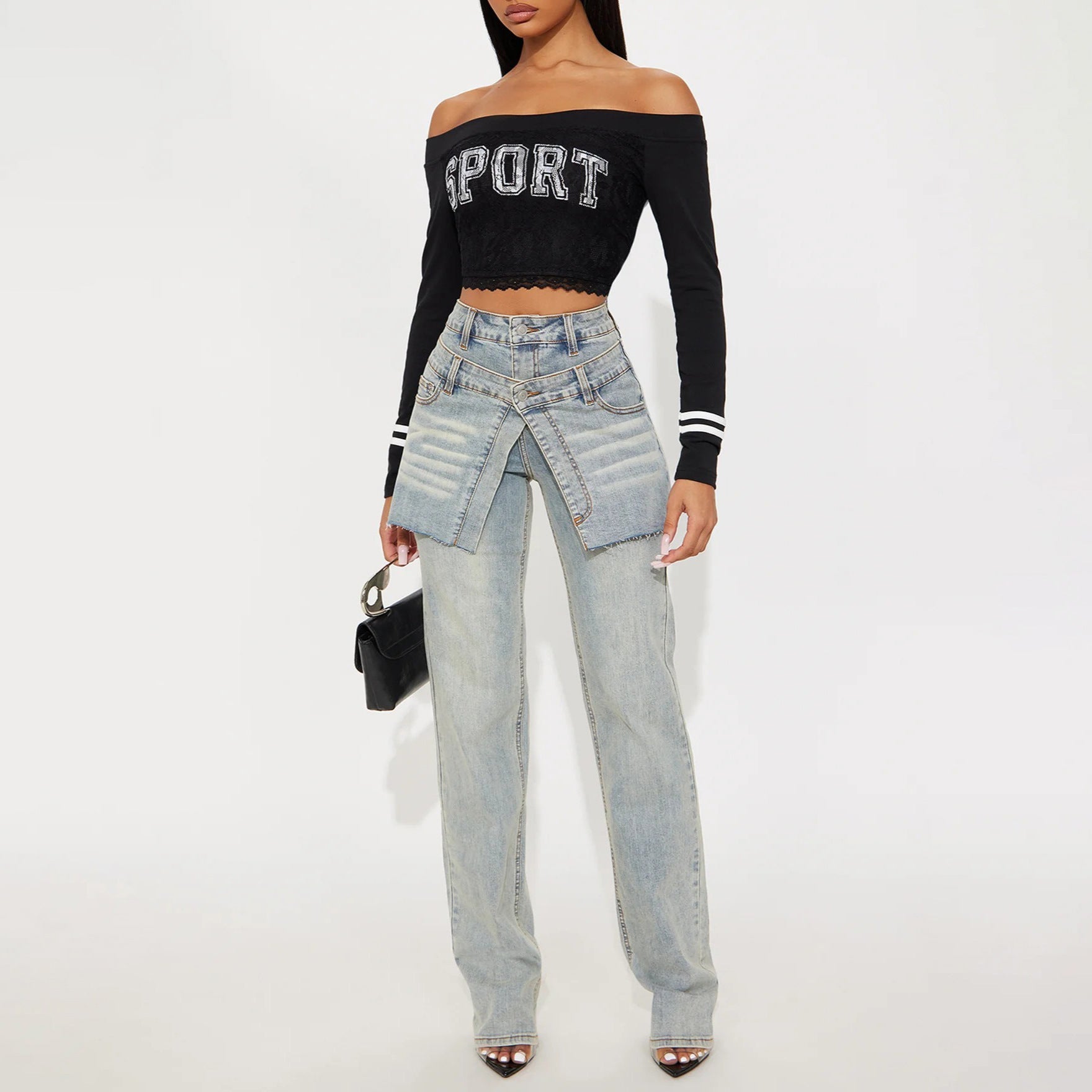 Damen Jeans Asymmetrischer Schnitt Norvielle - Norvielle