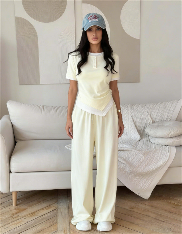 Damen Set Kurzarmshirt und weite Hose Norvielle