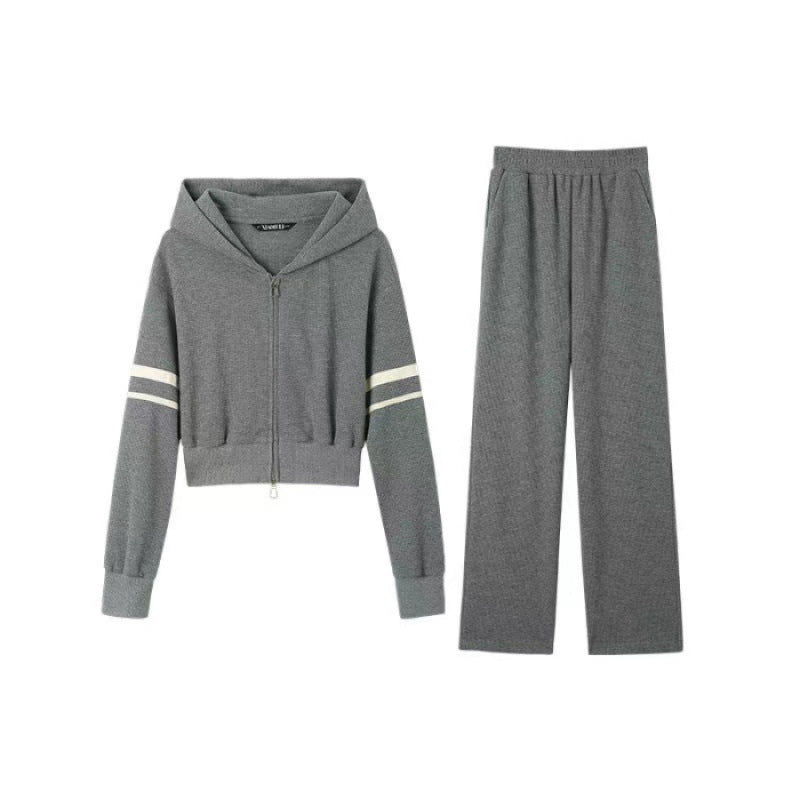Damen Sportset Hoodie Jogginghose Baumwolle Weite Passform